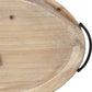 HomeRoots 18" Oval Natural Ivory-Finished Wood With Curved Black Metal Handles