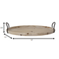 HomeRoots 18" Oval Natural Ivory-Finished Wood With Curved Black Metal Handles