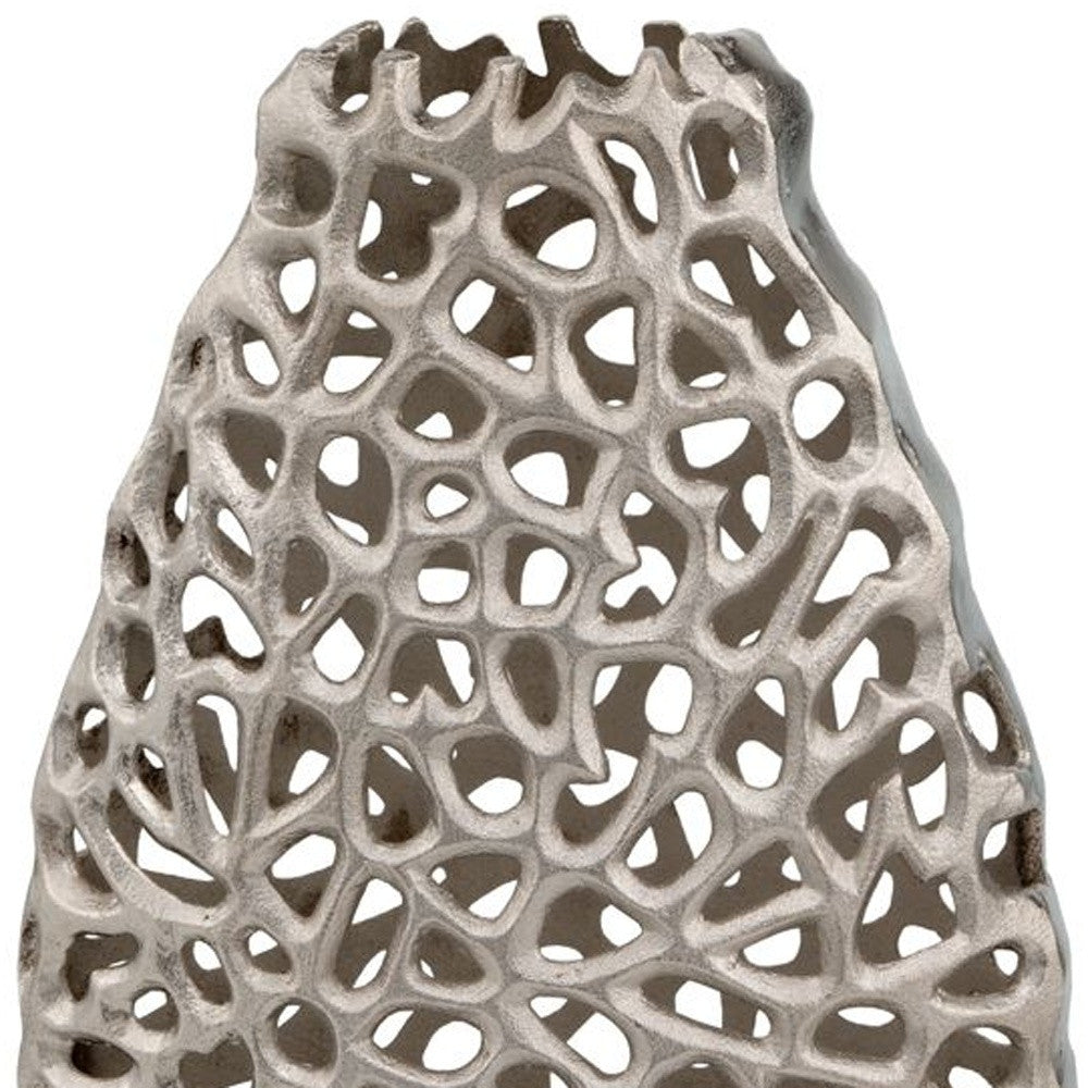 HomeRoots 18' Oval Table Vase in Shiny Nickel Finished