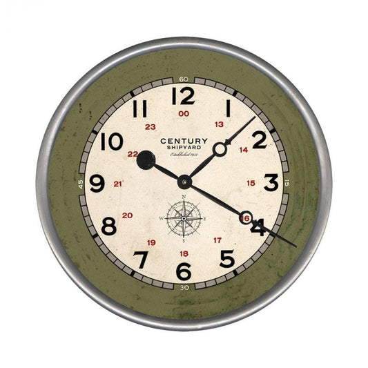 HomeRoots 18" Rustic Century Shipyard Compass Wall Clock