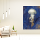 HomeRoots 18" Rustic Deep Blue and Gold Jelly Fish Giclee Wrap Canvas Wall Art