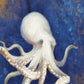 HomeRoots 18" Rustic Deep Blue and Gold Octopus Giclee Wrap Canvas Wall Art