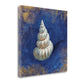 HomeRoots 18" Rustic Deep Blue and Gold Shell Giclee Wrap Canvas Wall Art