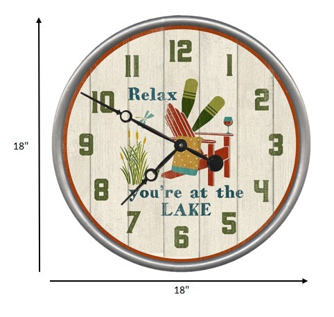 HomeRoots 18" Rustic Relax at the Lake Wall Clock