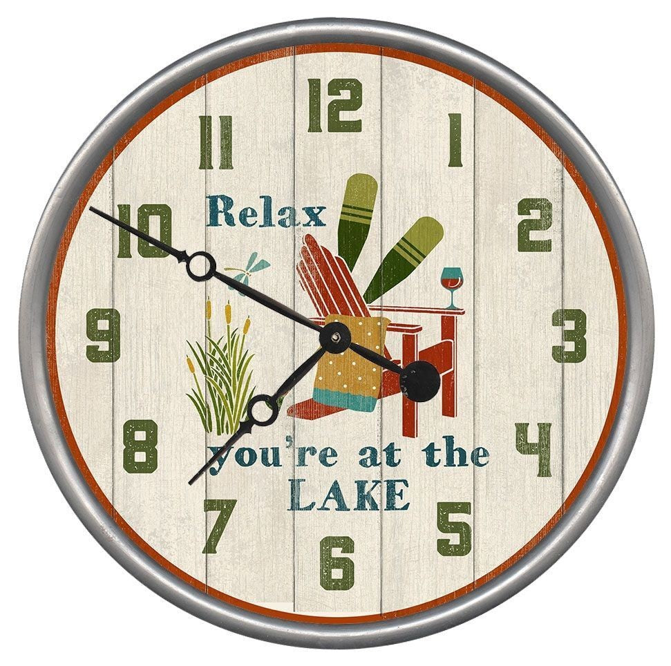 HomeRoots 18" Rustic Relax at the Lake Wall Clock
