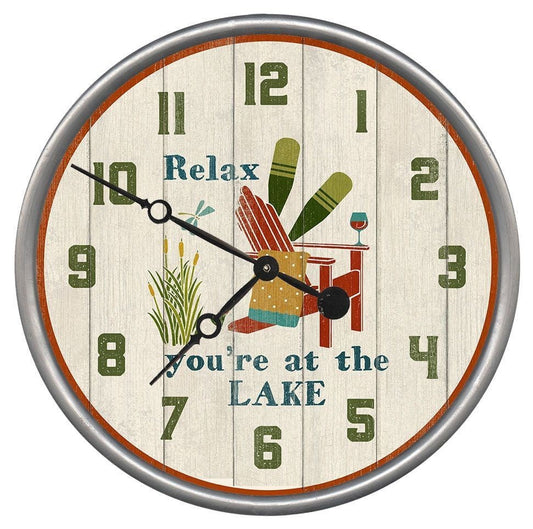 HomeRoots 18" Rustic Relax at the Lake Wall Clock