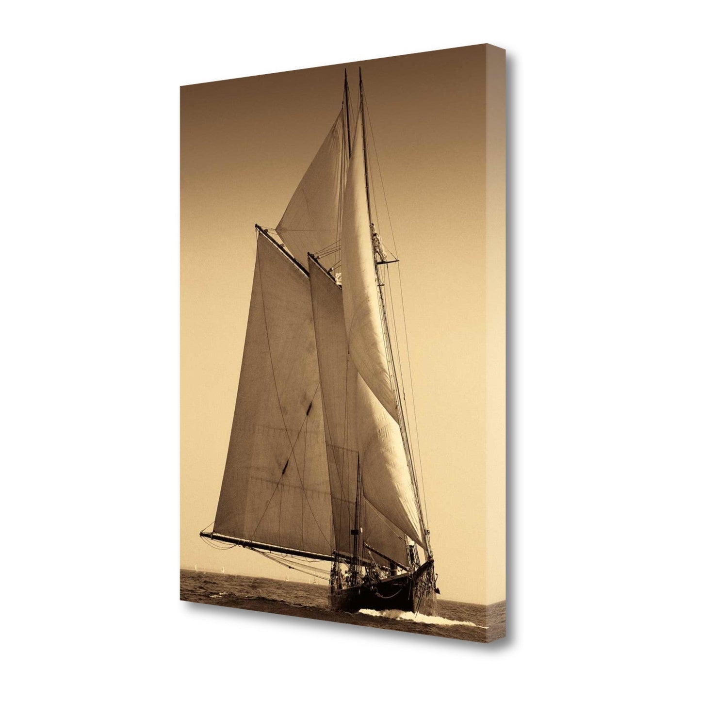 HomeRoots 18" Sailing the Seas Sepia Tone Giclee Wrap Canvas Wall Art