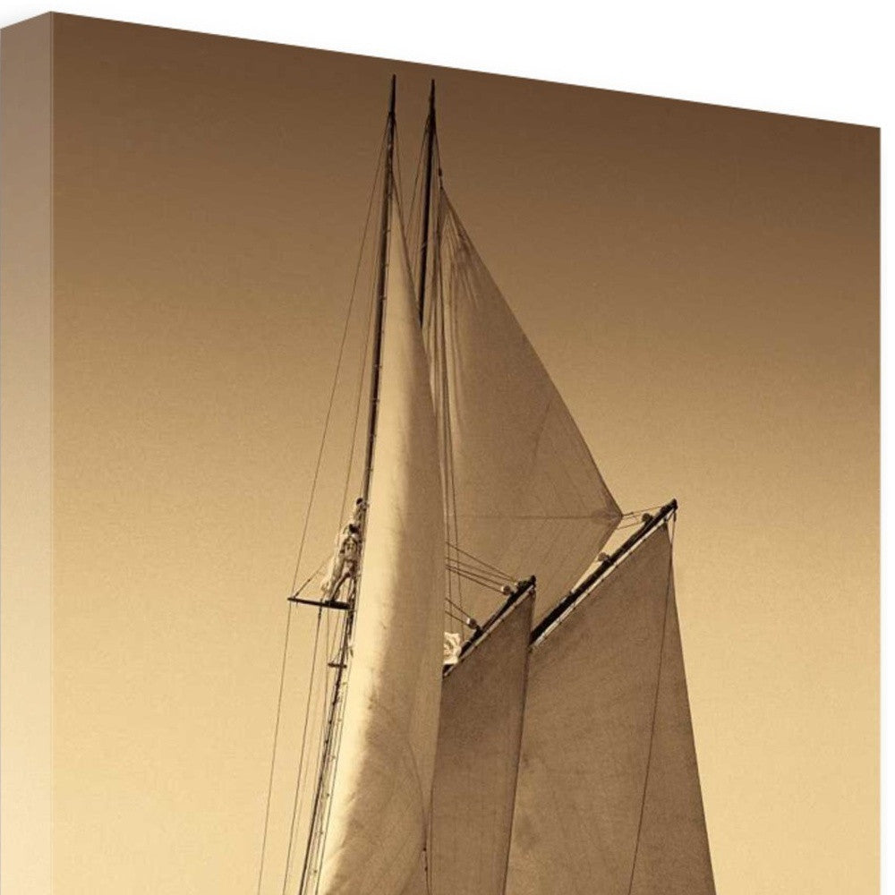 HomeRoots 18" Sailing the Seas Sepia Tone Giclee Wrap Canvas Wall Art