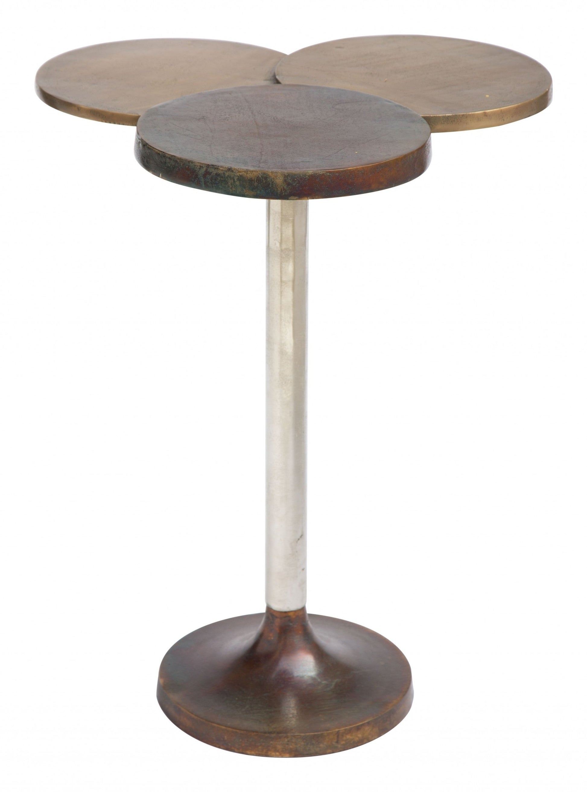 HomeRoots 18" Silver Bronze And Brass Aluminum End Table