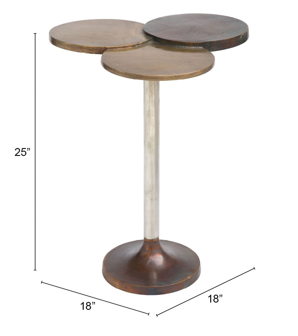 HomeRoots 18" Silver Bronze And Brass Aluminum End Table