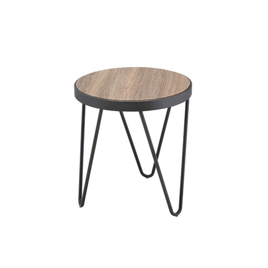 HomeRoots 18" Solid Wood Round End Table in Black And Brown Finish