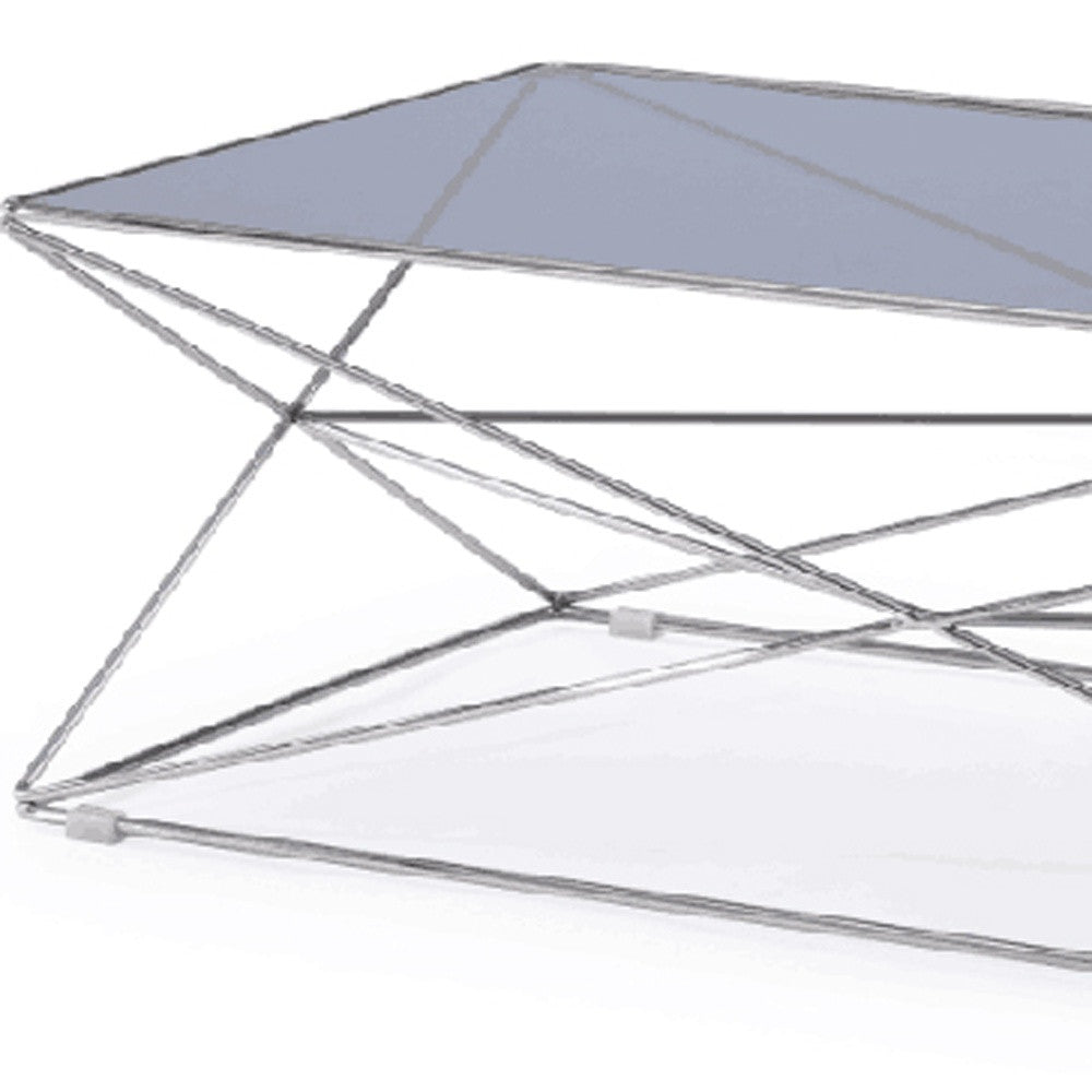 HomeRoots 18" Stainless Steel Coffee Table With Smoked Glass Finish
