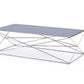 HomeRoots 18" Stainless Steel Coffee Table With Smoked Glass Finish