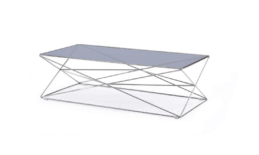 HomeRoots 18" Stainless Steel Coffee Table With Smoked Glass Finish