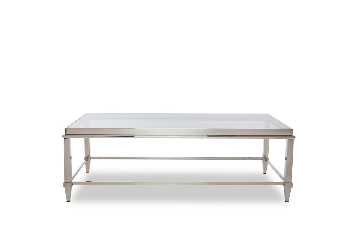 HomeRoots 18' Steel and Glass Coffee Table