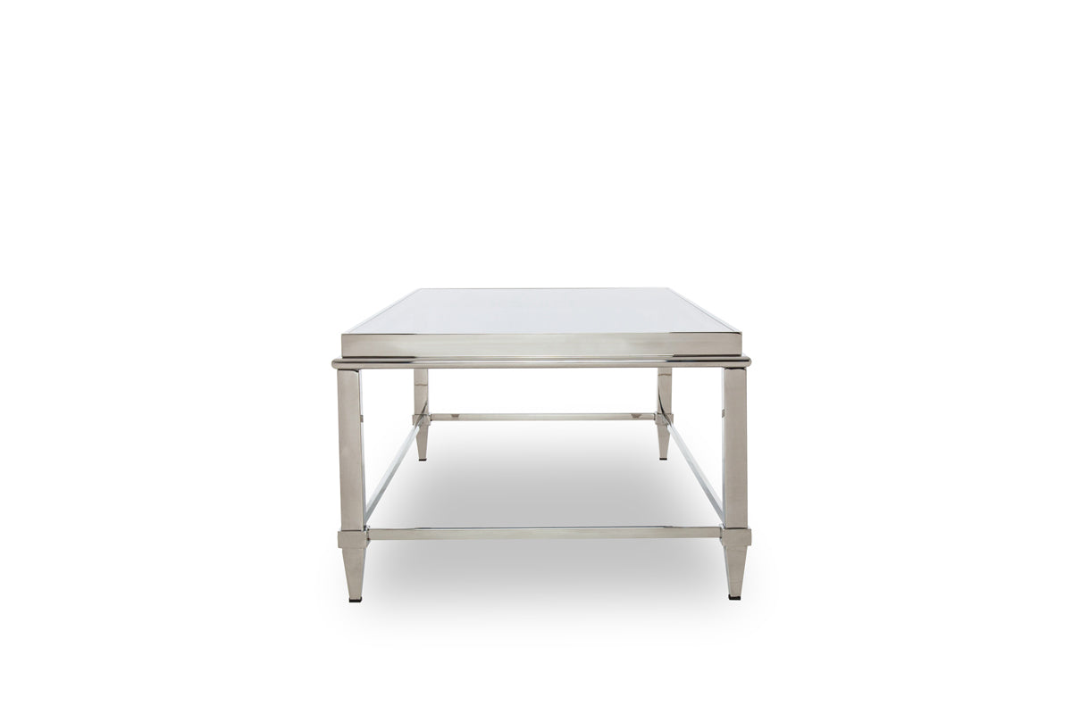 HomeRoots 18' Steel and Glass Coffee Table
