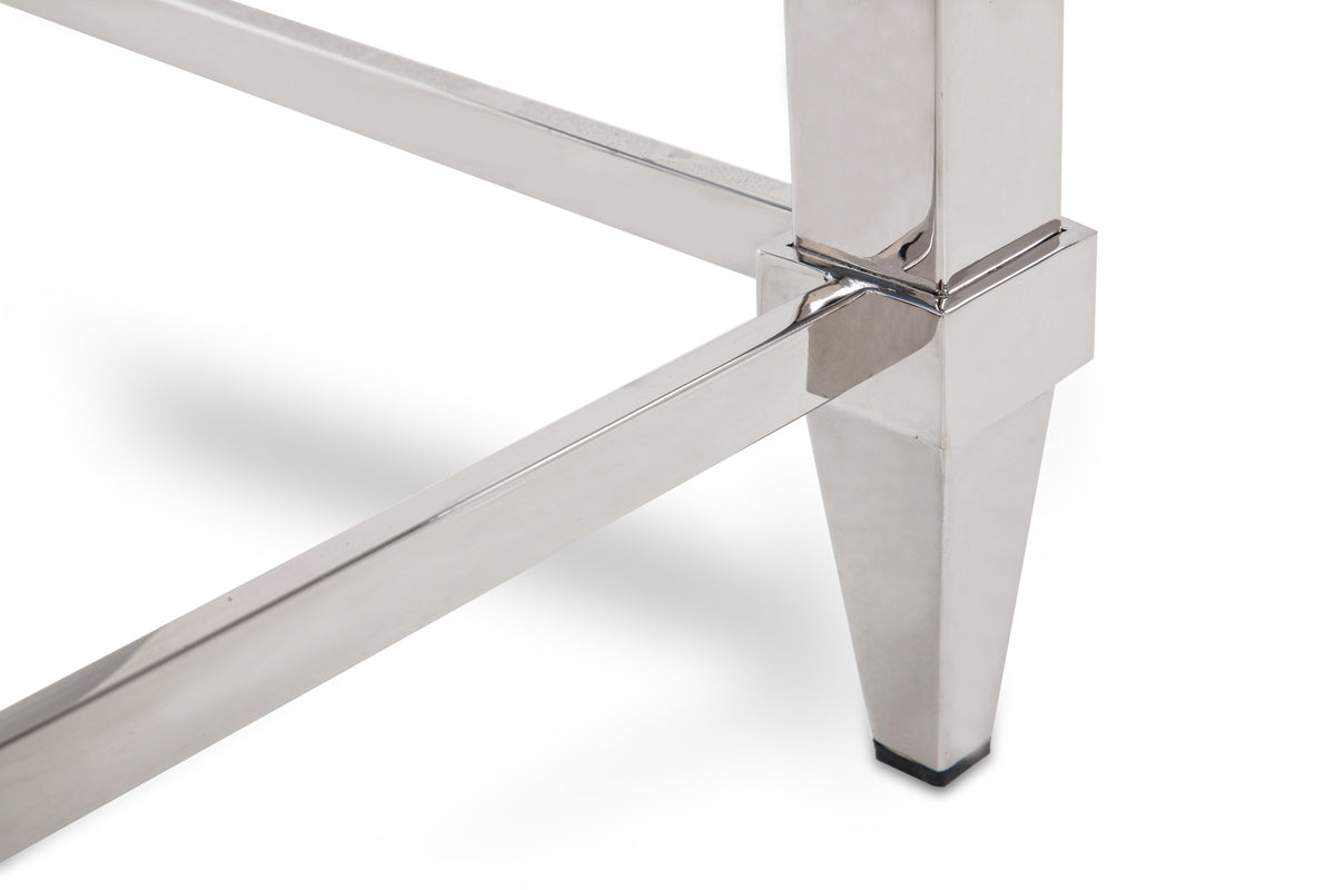 HomeRoots 18' Steel and Glass Coffee Table
