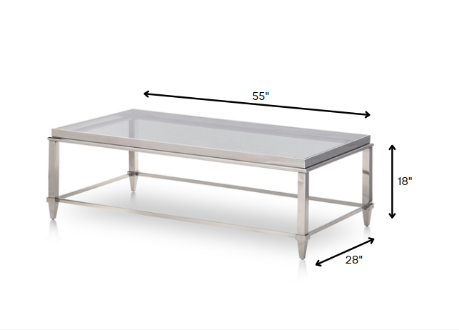 HomeRoots 18' Steel and Glass Coffee Table