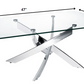 HomeRoots 18" Steel and Glass Coffee Table in Chrome Finish