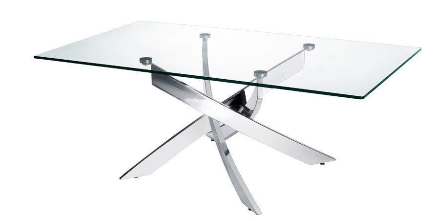 HomeRoots 18" Steel and Glass Coffee Table in Chrome Finish