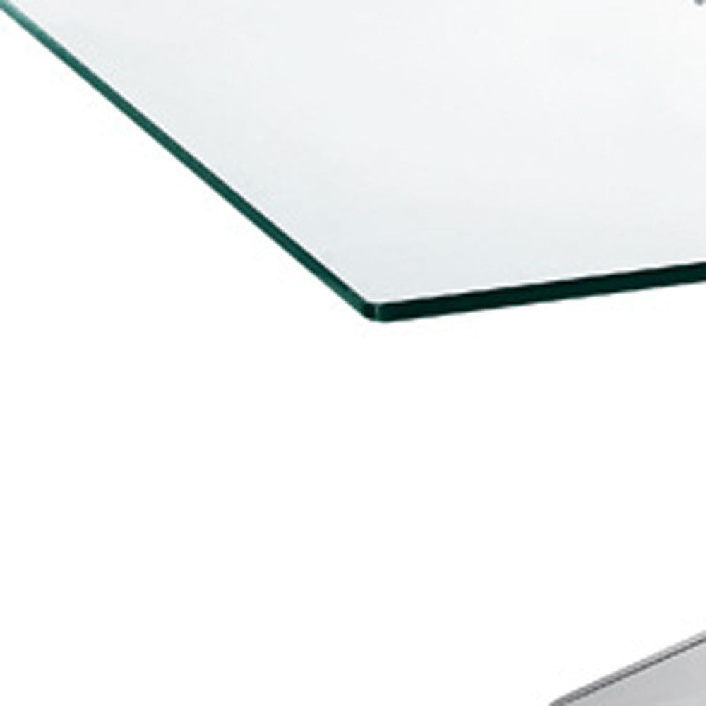 HomeRoots 18" Steel and Glass Coffee Table in Chrome Finish