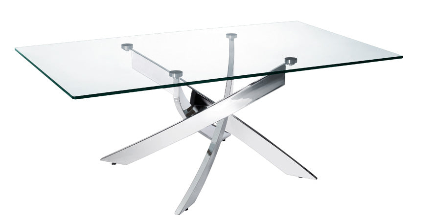 HomeRoots 18" Steel and Glass Coffee Table in Chrome Finish