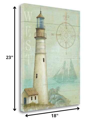 HomeRoots 18" The Lighthouse by the West Coast Giclee Wrap Canvas Wall Art