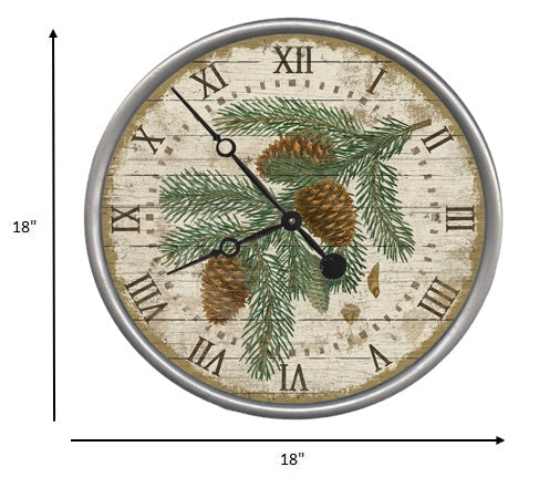 HomeRoots 18" Vintage Douglas Fir Pine Sprig Wall Clock