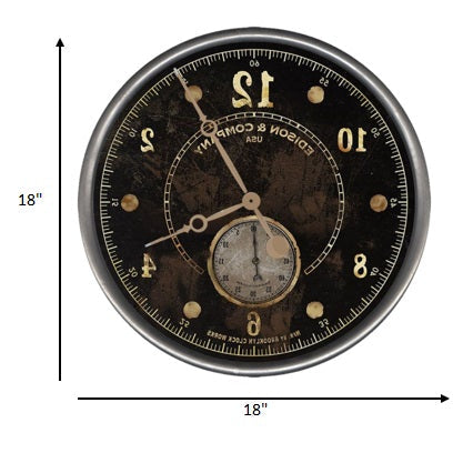 HomeRoots 18" Vintage Look Black Wall Clock