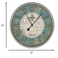 HomeRoots 18" Vintage Teal Fleur de Lis Parisian Wall Clock