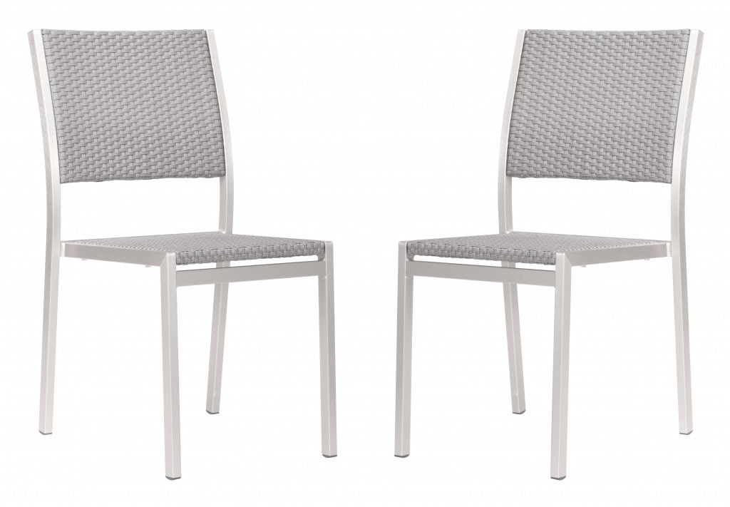 HomeRoots 18" White Aluminum Side Chair in Set Of Two