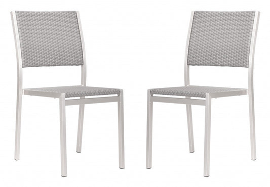 HomeRoots 18" White Aluminum Side Chair in Set Of Two