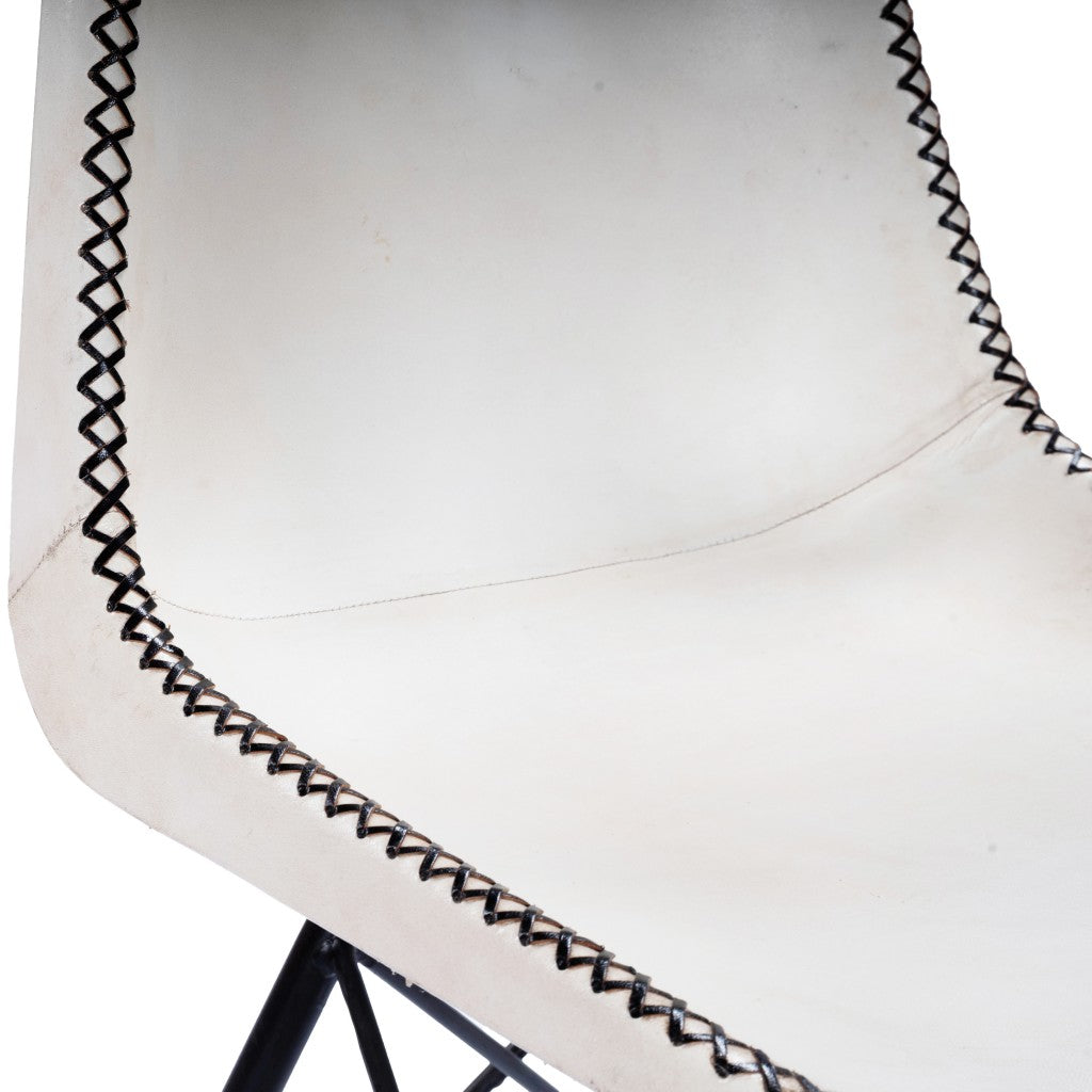 HomeRoots 18" White Faux Leather Side Chair With Black Frame Finish