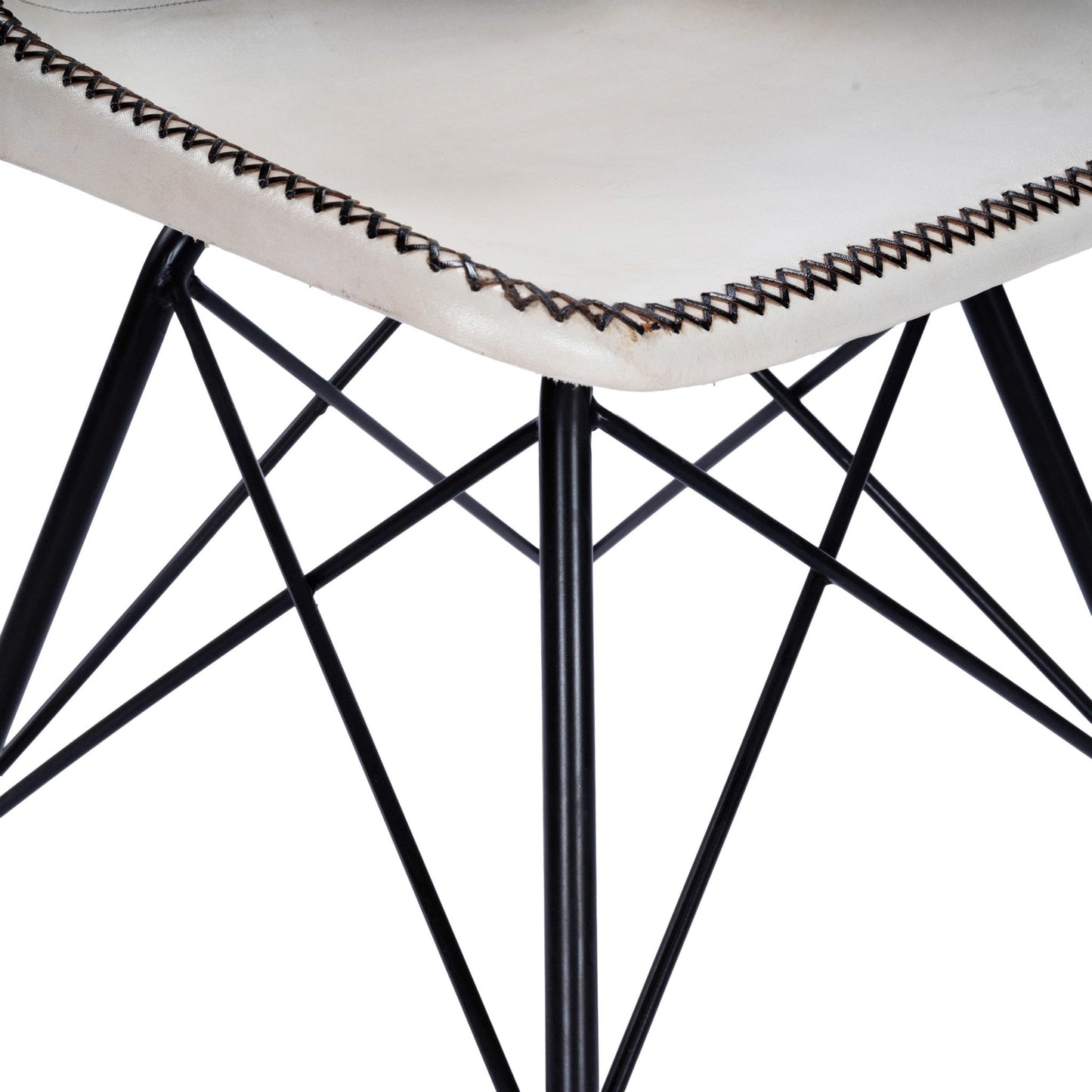 HomeRoots 18" White Faux Leather Side Chair With Black Frame Finish