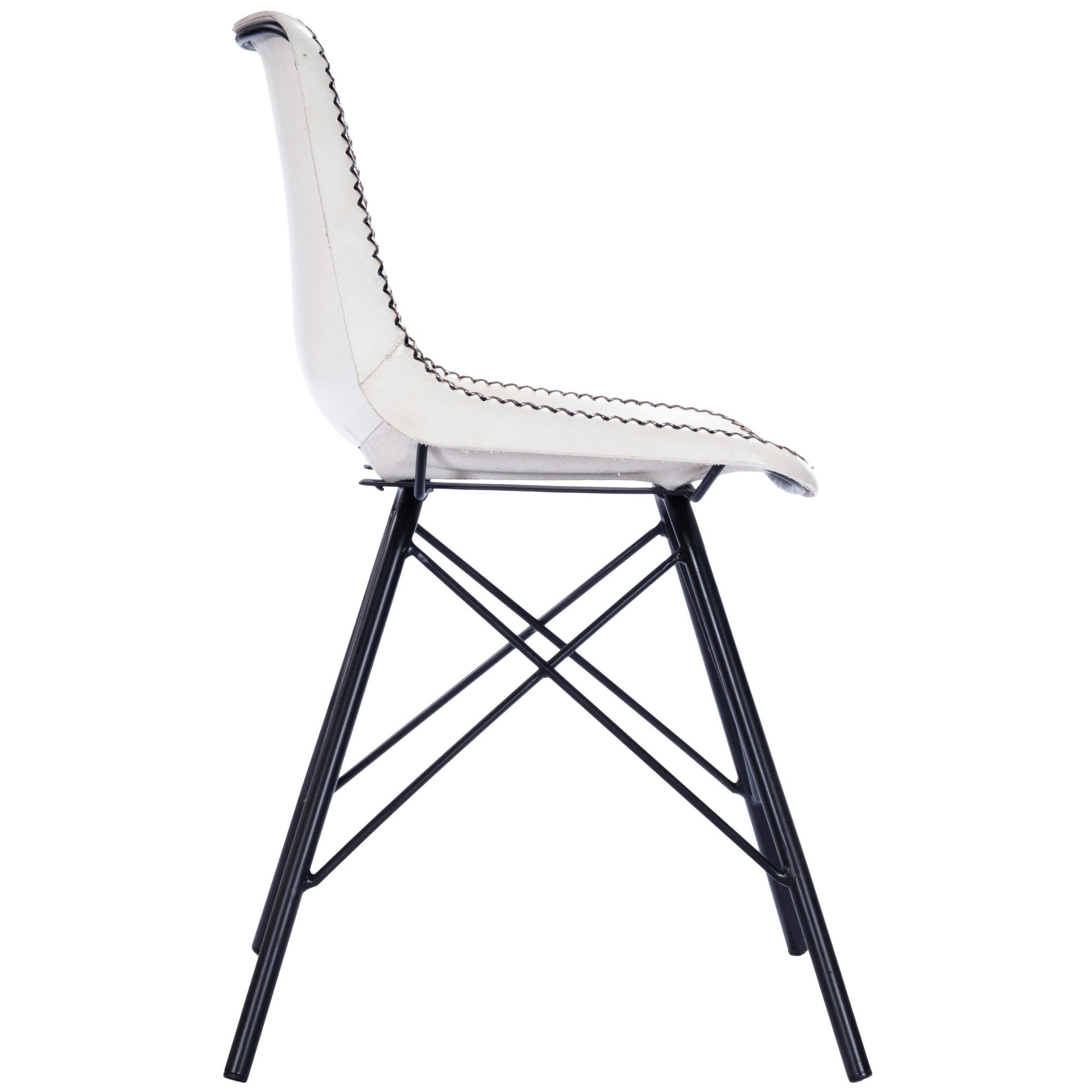 HomeRoots 18" White Faux Leather Side Chair With Black Frame Finish