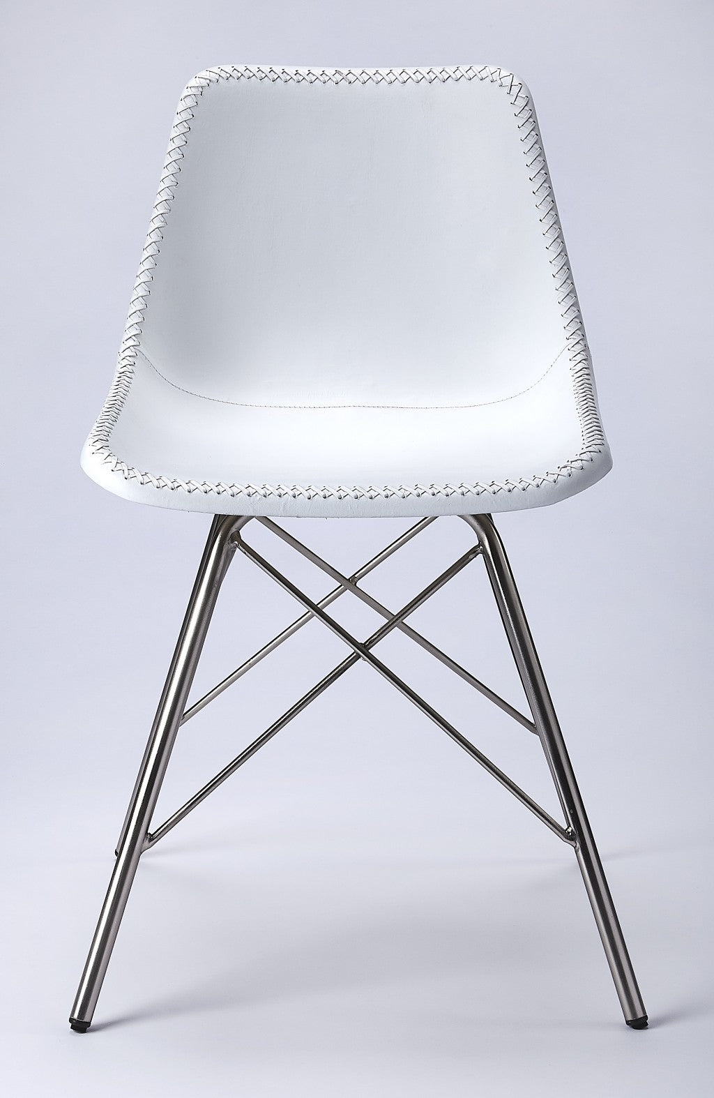 HomeRoots 18" White Faux Leather Side Chair With Silver Base Finish