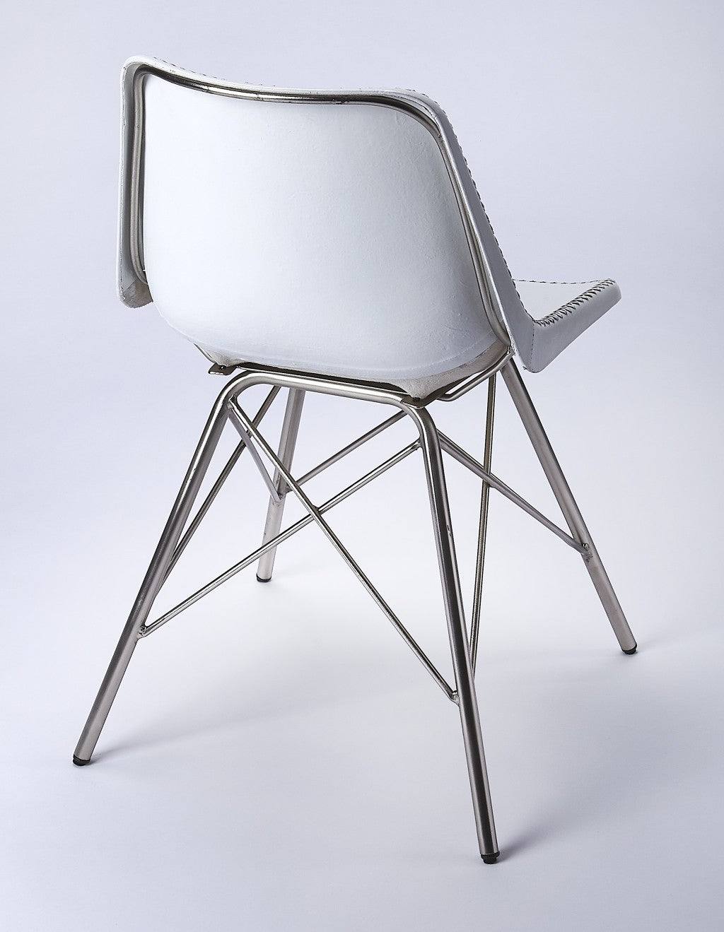 HomeRoots 18" White Faux Leather Side Chair With Silver Base Finish