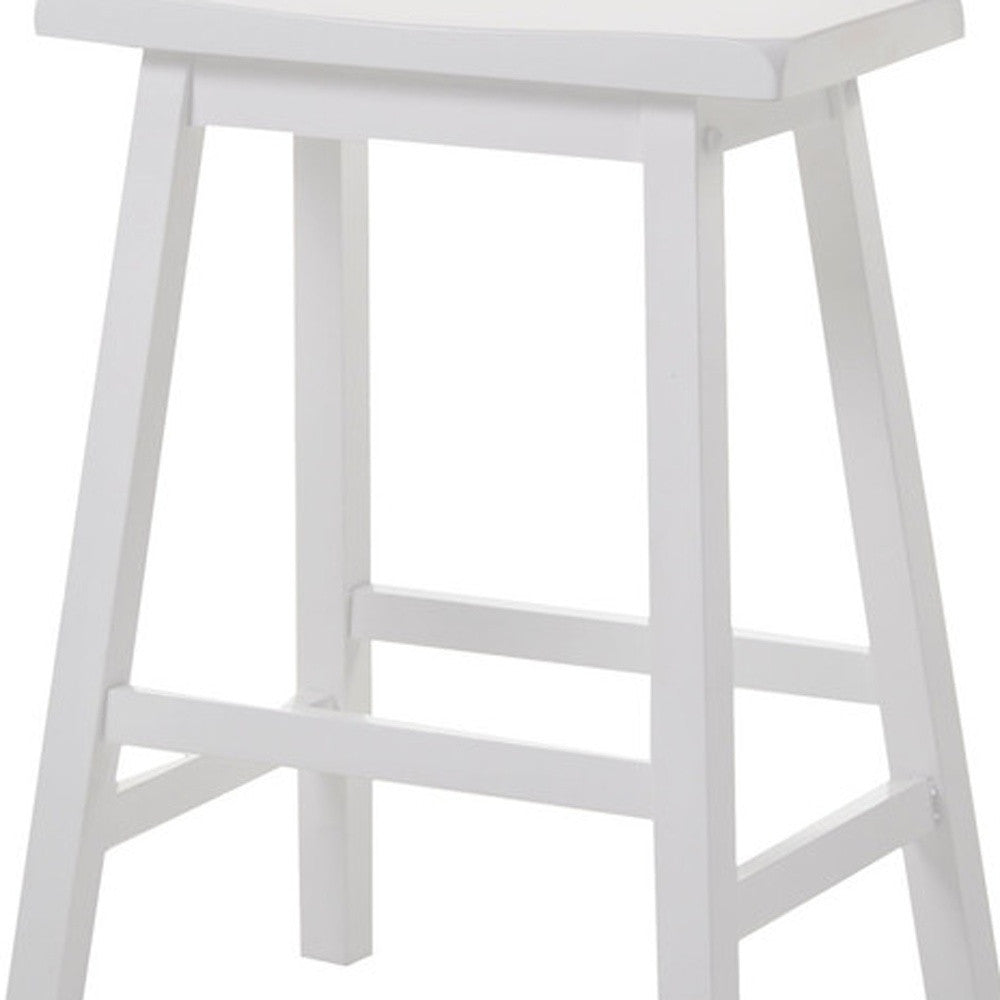 HomeRoots 18" x 16" x 29" White Rubber Wood Bar Stool In Set Of Two