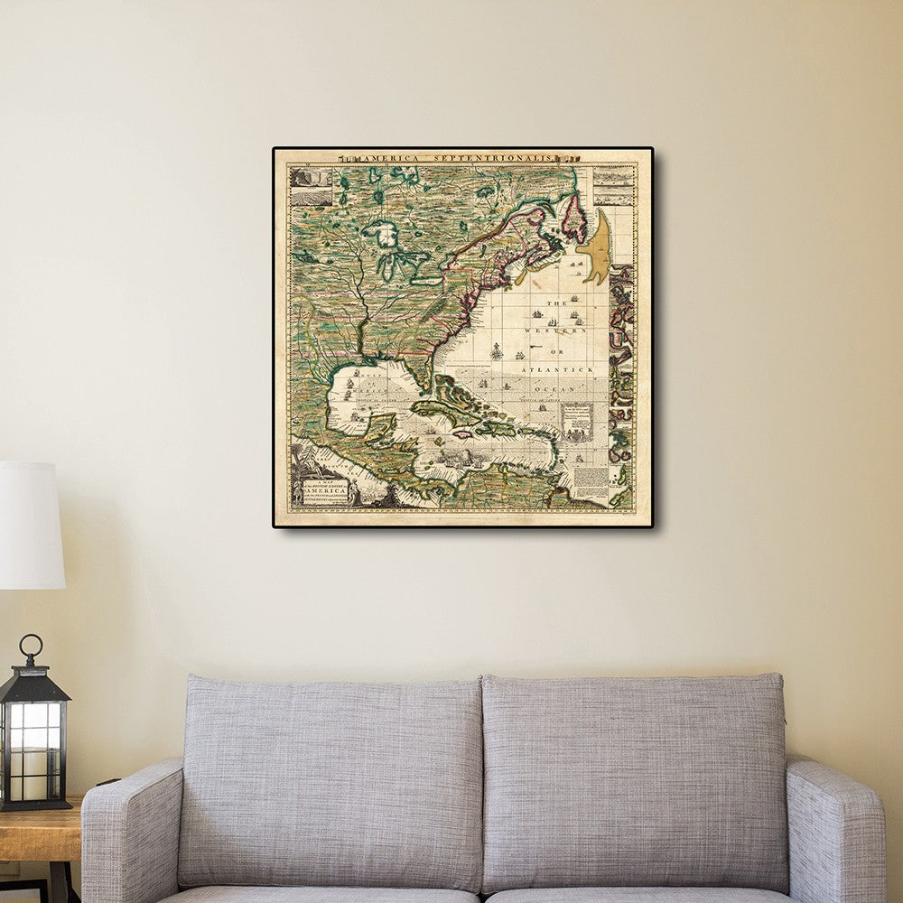 HomeRoots 18" x 18" Vintage 1773 Map of British Empire in North America Wall Art