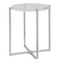 HomeRoots 18" x 18" x 19" Chrome Metal Side Table With Clear Acrylic Top