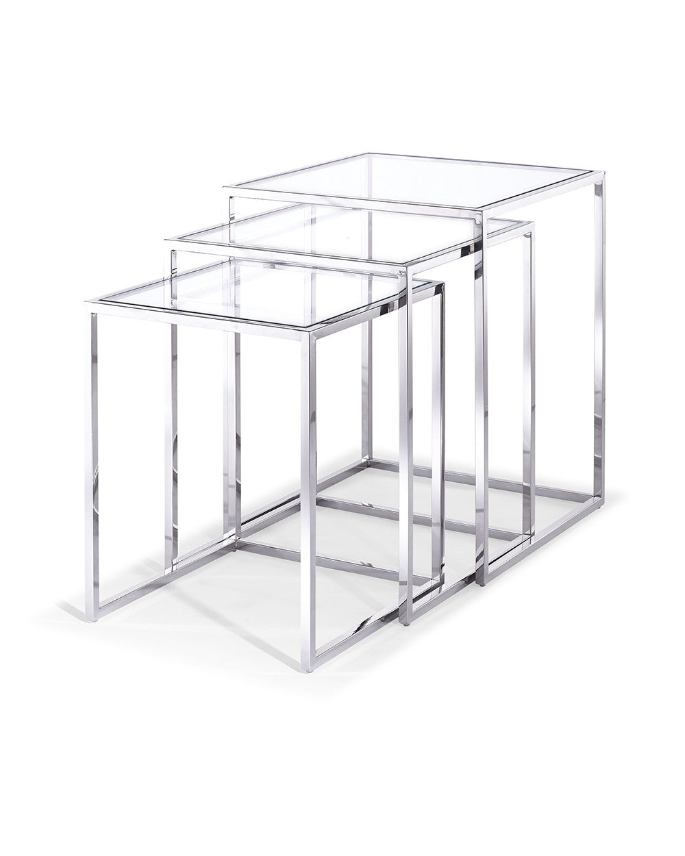 HomeRoots 18" x 18" x 22" Stainless Steel Side Table With Clear Top