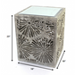 HomeRoots 18" x 18" x 23" Gray Rustic Floral Wooden Mirror - End Table or Tea Table