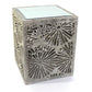 HomeRoots 18" x 18" x 23" Gray Rustic Floral Wooden Mirror - End Table or Tea Table