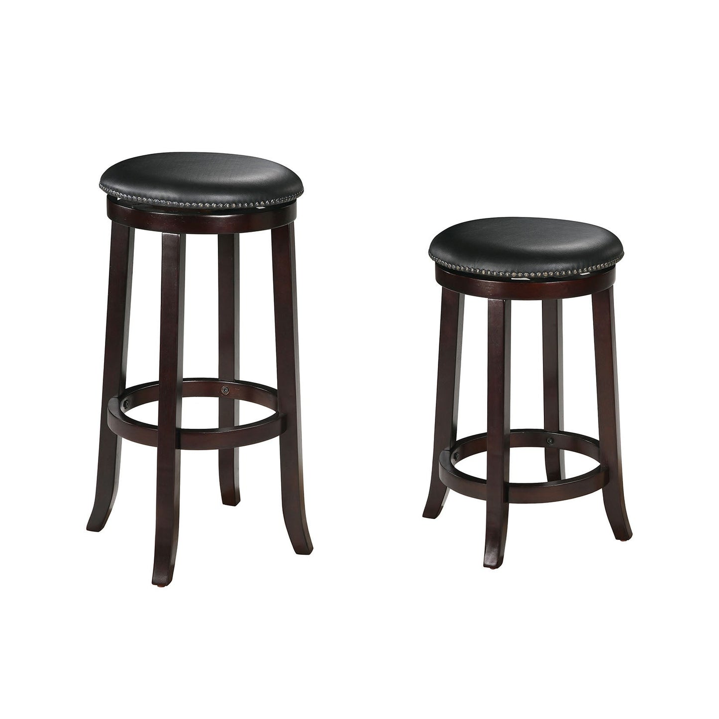 HomeRoots 18" x 18" x 29" Espresso Swivel Bar Chair In Set Of Two