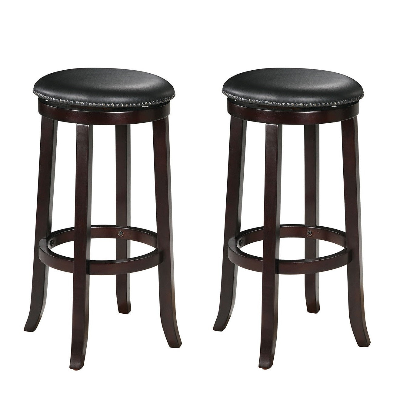 HomeRoots 18" x 18" x 29" Espresso Swivel Bar Chair In Set Of Two