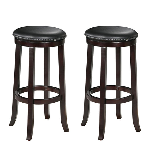 HomeRoots 18" x 18" x 29" Espresso Swivel Bar Chair In Set Of Two