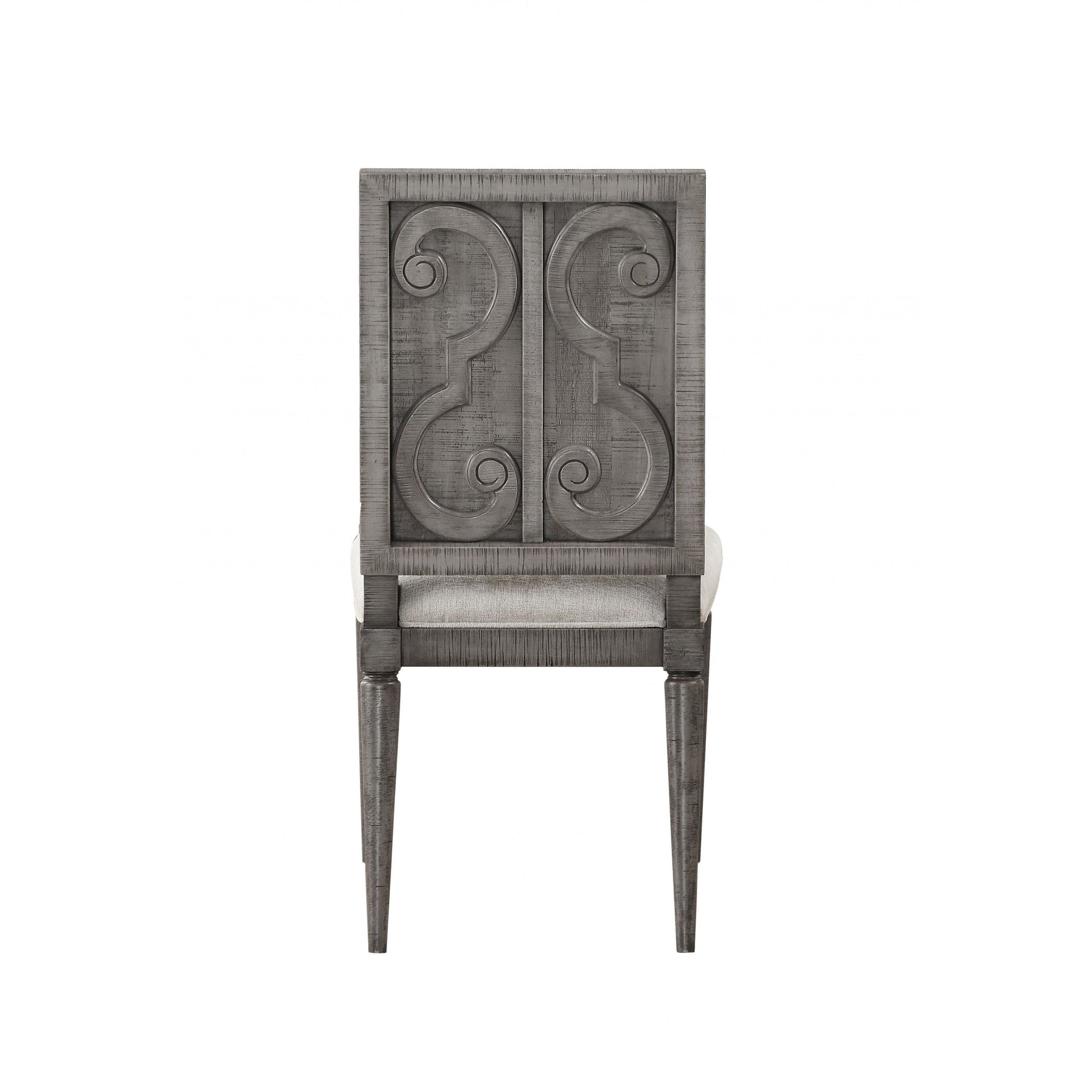 HomeRoots 18" x 21" x 41" Salvaged Natural Wood Upholstered Seat Side Chair in Set of Two