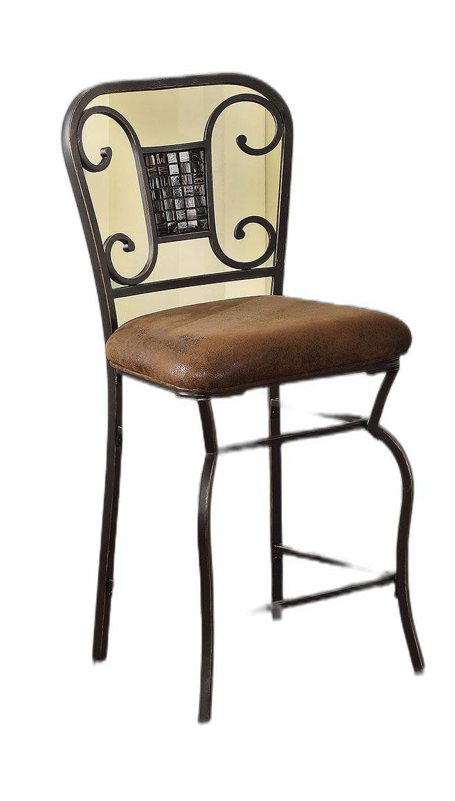 HomeRoots 18' x 22' x 41' 2-Piece Fabric And Antique Bronze Counter Height Chair
