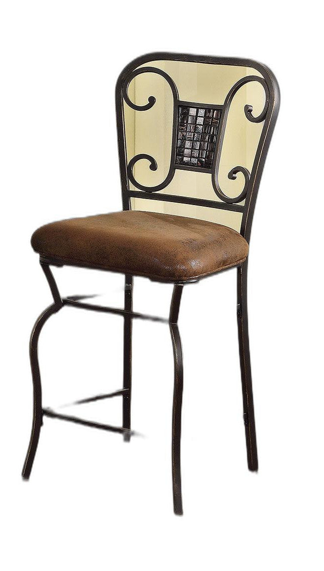 HomeRoots 18' x 22' x 41' 2-Piece Fabric And Antique Bronze Counter Height Chair