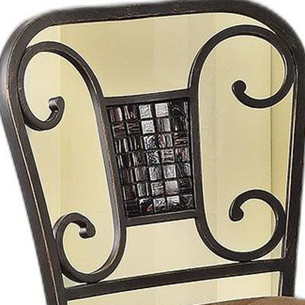 HomeRoots 18' x 22' x 41' 2-Piece Fabric And Antique Bronze Counter Height Chair